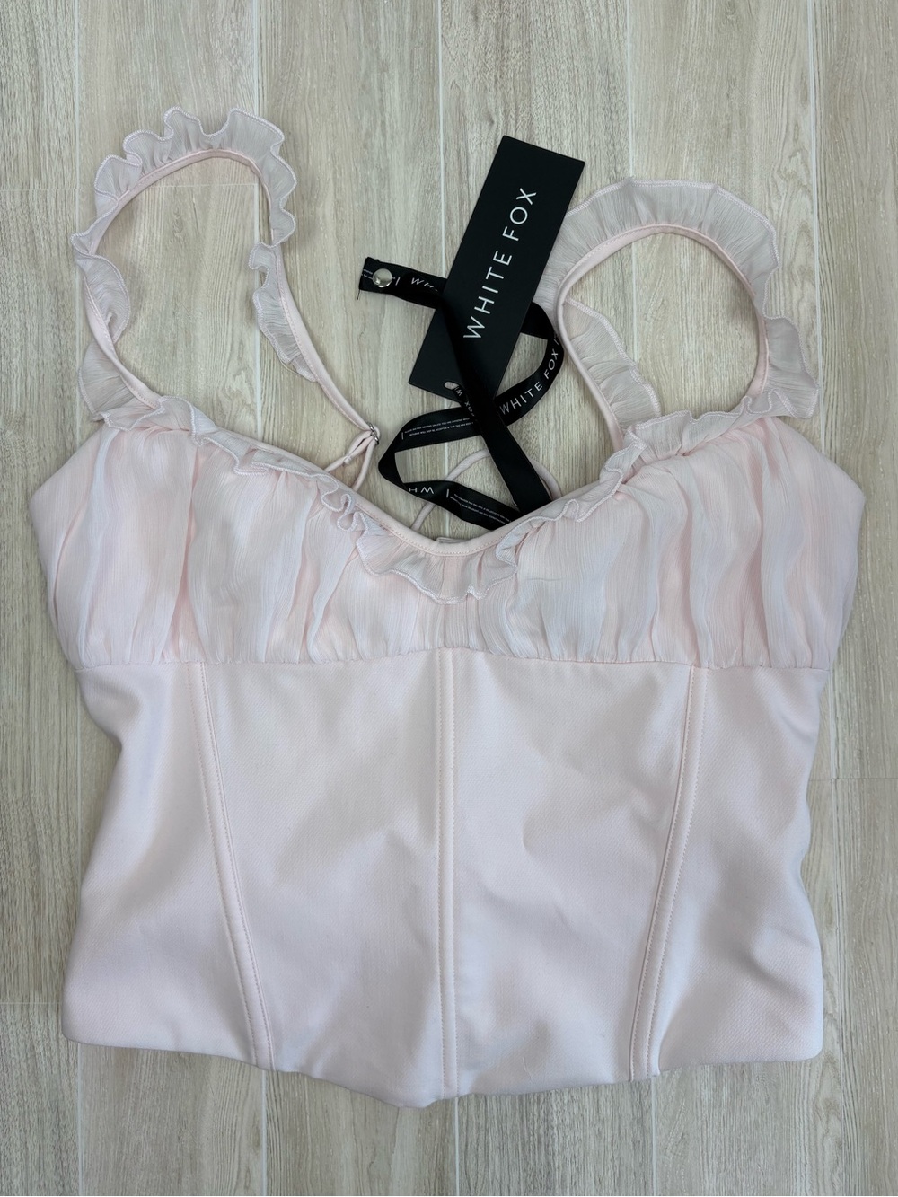 White Fox Boutique Angel Wings Bustier Large Pale Pink Boning Coquette Cottage